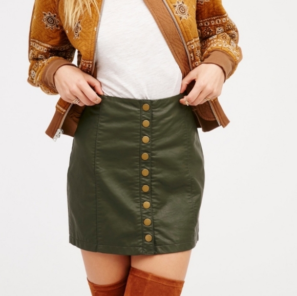 Free People Vegan Leather Mini Skirt - Picture 1 of 10